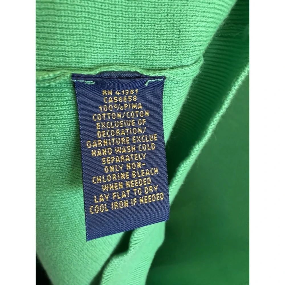 Polo Ralph Lauren V-Neck Pima Cotton Green Sweater Vest Preppy Pony Mens Lg Tall
